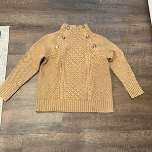 Ann Taylor Camel Mock Neck Sweater with Tortoise Buttons size XS EUC